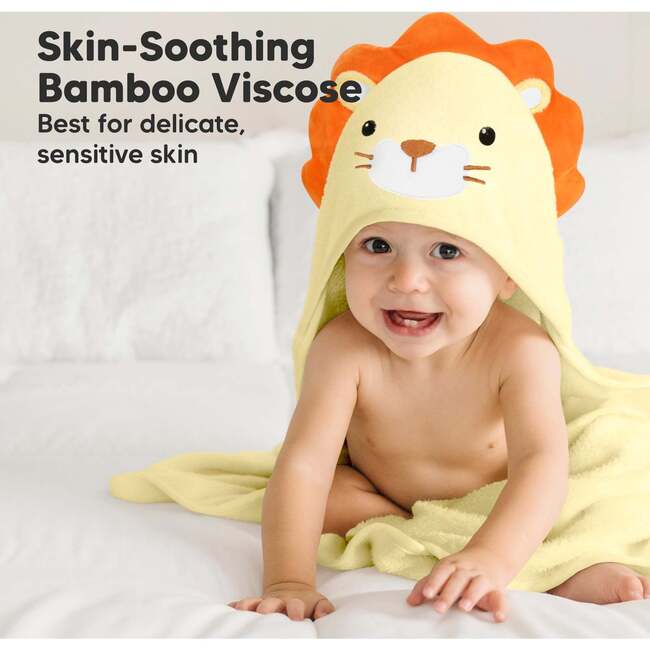 Cuddle Organic Baby Hooded Towel 35X35, Lion - Bath Accessories - 3