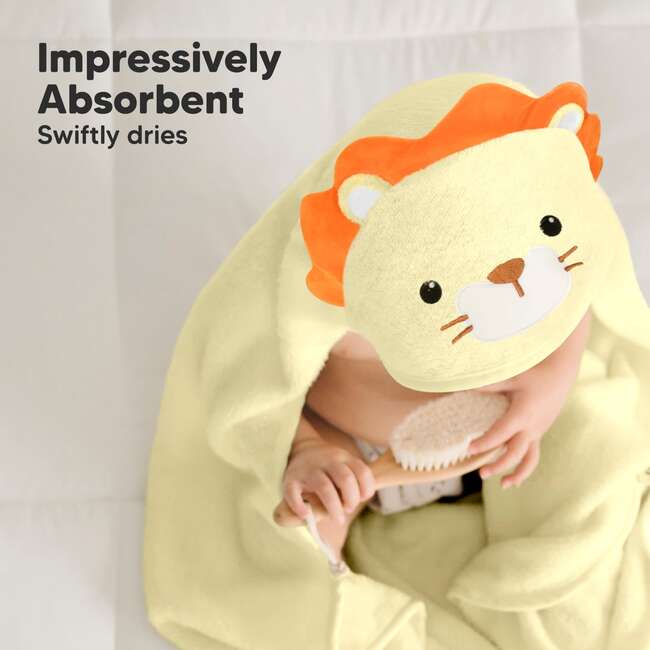 Cuddle Organic Baby Hooded Towel 35X35, Lion - Bath Accessories - 5