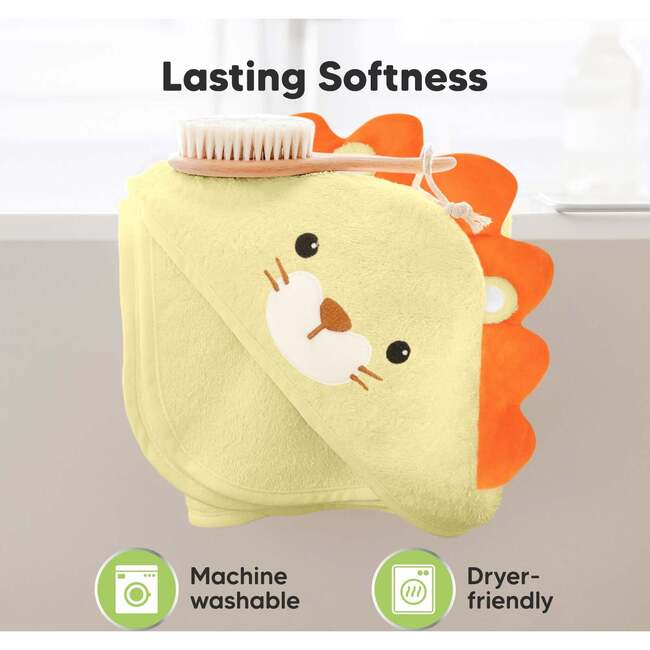 Cuddle Organic Baby Hooded Towel 35X35, Lion - Bath Accessories - 6