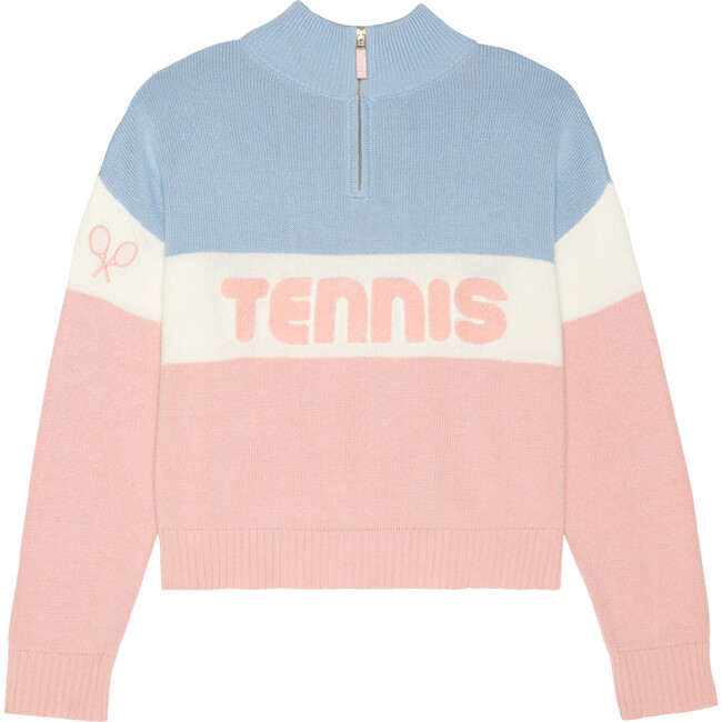 Women's Tennis Colorblocked Quarter Zip Cropped Sweater, Blue
