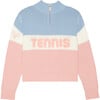 Women's Tennis Colorblocked Quarter Zip Cropped Sweater, Blue - Sweaters - 1 - thumbnail