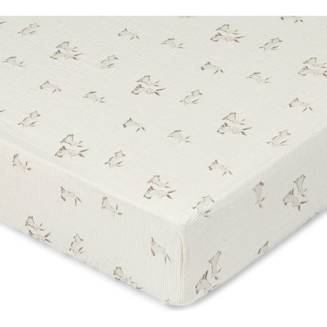 Organic Cotton Bunny Fitted Crib Sheet, White