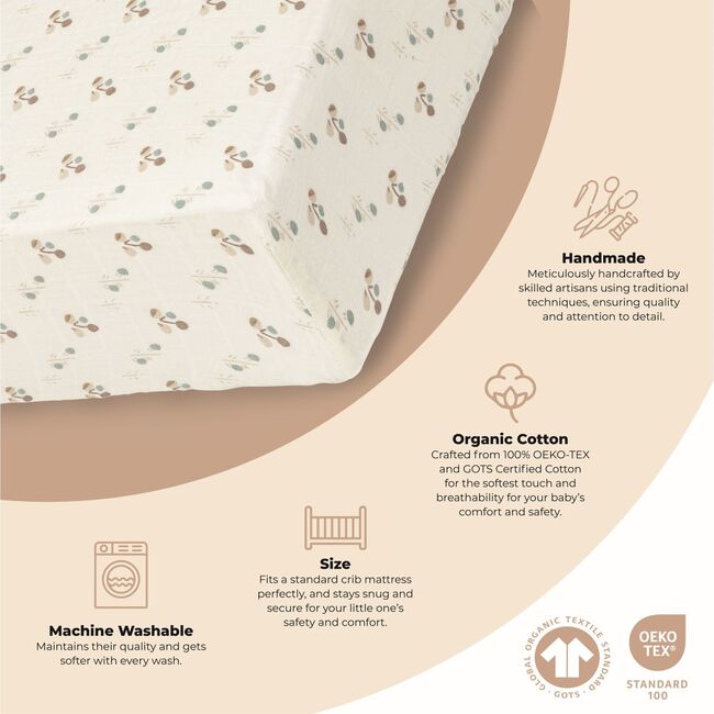 Organic Cotton Poppy Fitted Crib Sheet, White - Crib Sheets - 6