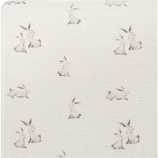 Organic Cotton Bunny Fitted Crib Sheet, White - Crib Sheets - 6