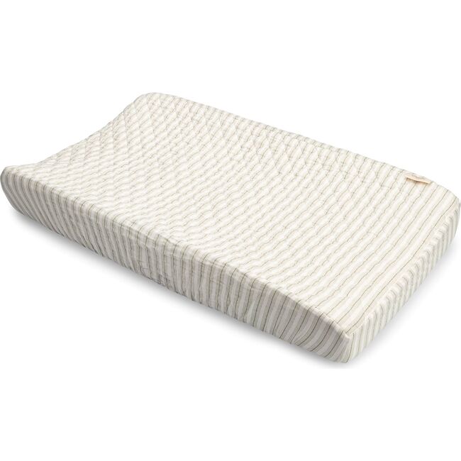 Organic Cotton Stripe Change Pad Cover, White