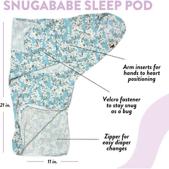 Snugababe Print Swaddle Sleep Pod, Cherry Blossoms - Swaddles - 3