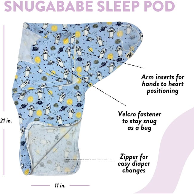 Snugababe Print Swaddle Sleep Pod, Space Bears - Swaddles - 3