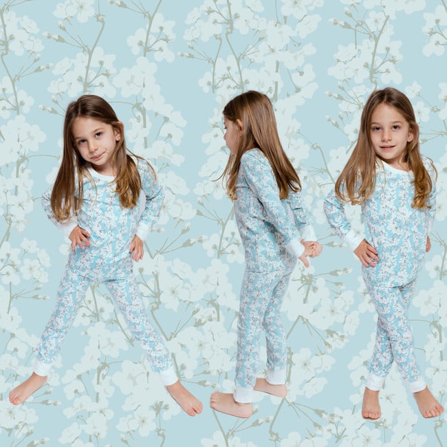 Print Long Sleeve Pajamas, Cherry Blossoms - Pajamas - 2