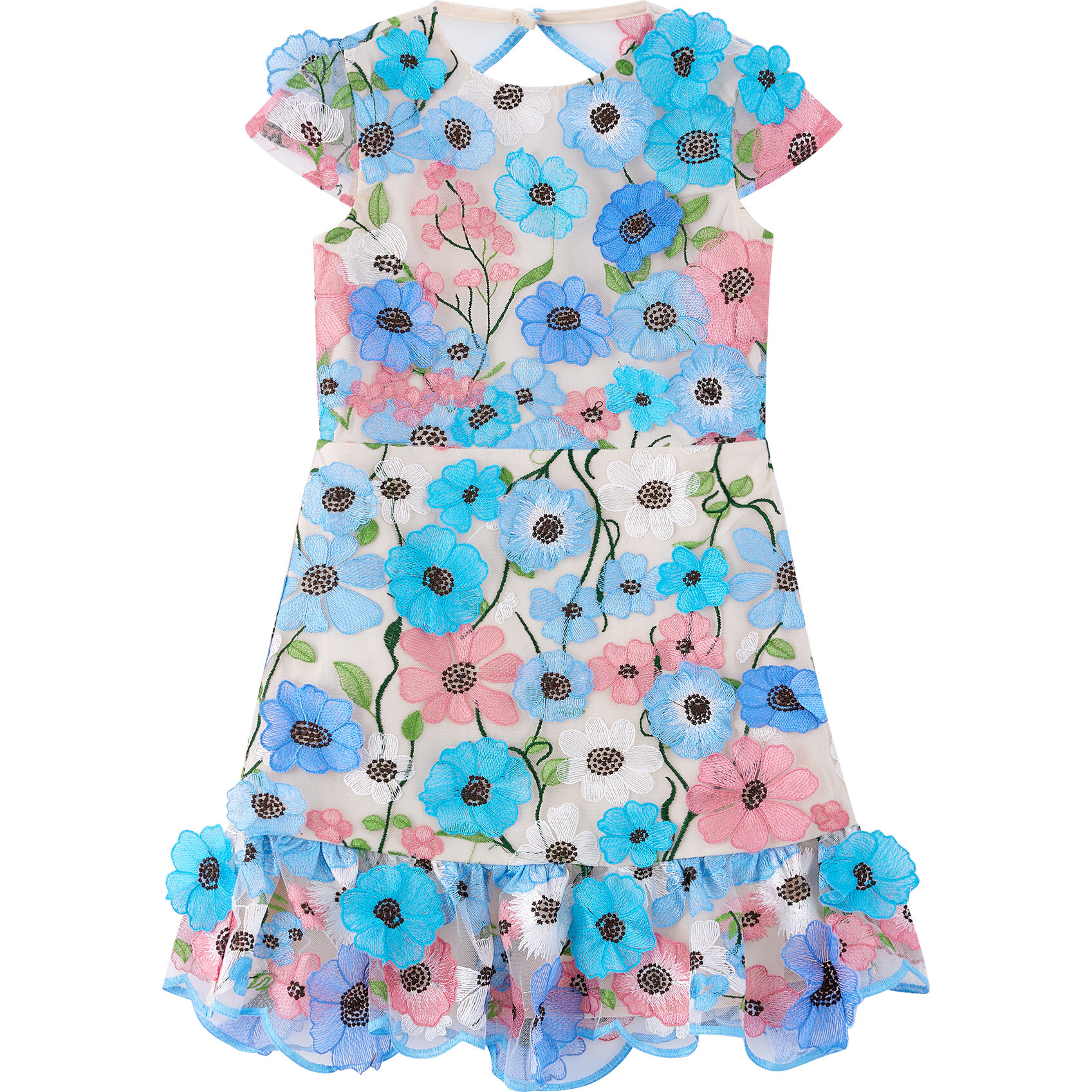 Giselle Embroidered Dress Blue - Dresses - 1