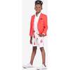 Sports Single-Breasted Notch Lapel Jacket, Coral - Jackets - 2