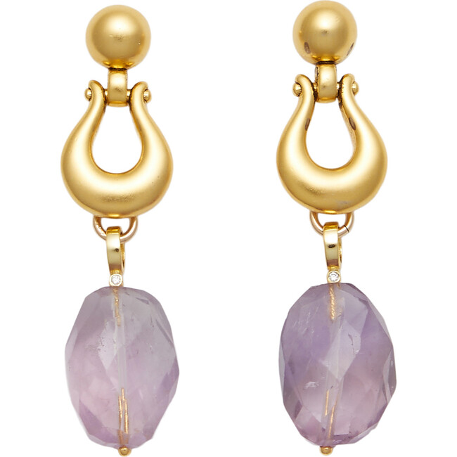 Women's Totem Semi-Precious Gemstone Earrings, Gold & Amethyst