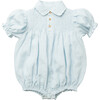 Marco Polo Mini Check Linen Romper, Baby Blue & Milk - Rompers - 1 - thumbnail