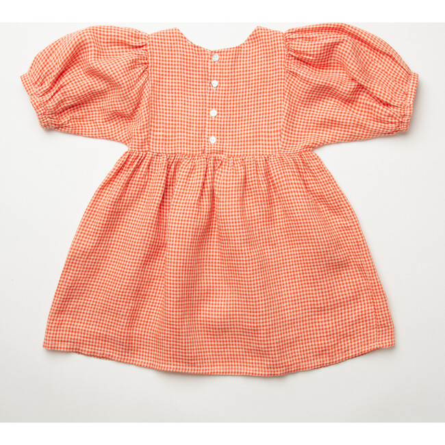 Pat-A-Cake Mini Check Linen Dress, Strawberry & Oat - Dresses - 8