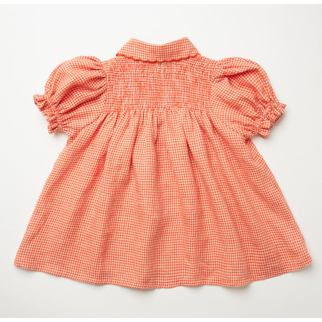 Marco Polo Mini Check Linen Dress, Strawberry & Oat - Dresses - 8