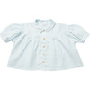 Duck Duck Goose Mini Check Linen Blouse, Baby Blue & Milk - Blouses - 1 - thumbnail