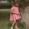 Draughts Mini Check Linen Dress, Strawberry & Oat - Dresses - 2