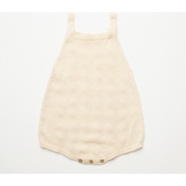 Dominos Knitted Organic Cotton Romper, Milk - Rompers - 8