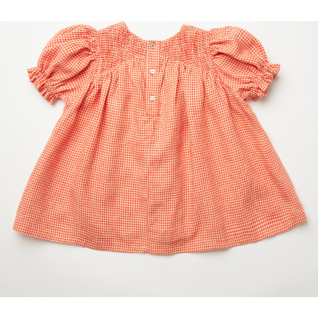 Draughts Mini Check Linen Dress, Strawberry & Oat - Dresses - 8