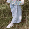 Chess Mini Check Linen Trousers, Baby Blue & Milk - Pants - 6