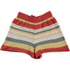 Mini Openwork Knit Stripes Shorts, Multicolors - Shorts - 1 - thumbnail