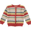 Mini Openwork Knit Stripes Cardigan, Multicolors - Cardigans - 1 - thumbnail