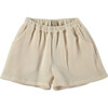 Poplin Viscose Waffle Knit Wide Shorts, Nude - Shorts - 1 - thumbnail