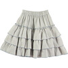 Double Gauze 3-Tired Ruffle Midi Skirt, Glacier Gray Light Blue - Skirts - 1 - thumbnail