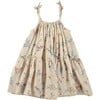 Air Flora Print Wide Shoulder Tie Strap Dress, Beige - Dresses - 1 - thumbnail