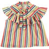 Stripes Double Gauze Collared Ruffle Sleeve Top, Multicolors - Blouses - 1 - thumbnail