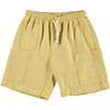 Patch Pockets Drawstring Sweatshirt Shorts, Sahara Sun - Shorts - 1 - thumbnail