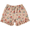 Floral Print Ruffle Hem Sweatshirt Shorts, Pink - Shorts - 1 - thumbnail