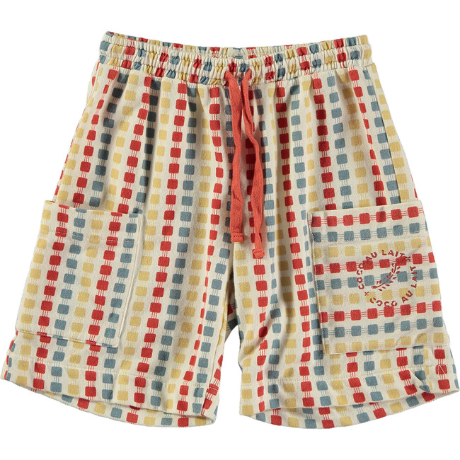 All-Over Blocks Patch Pockets Drawstring Shorts, Multicolors