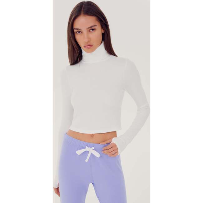 Women's Jackson Rib Cropped Turtleneck, White - T-Shirts - 2