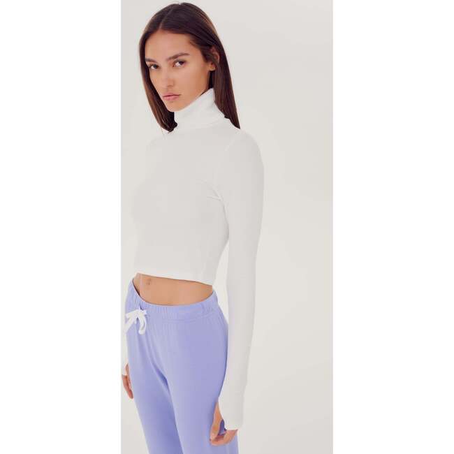 Women's Jackson Rib Cropped Turtleneck, White - T-Shirts - 7