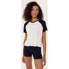 Women's Baseball Jersey Tee, White/Black - T-Shirts - 2