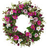 Pretty In Pink Fuchsia & White Cosmos with Magenta Mini Tulips Wreath - Wreaths - 1 - thumbnail