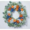 Soft Blue Hydrangea, Orange Protea & Eucalyptus Wreath - Wreaths - 2