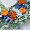 Soft Blue Hydrangea, Orange Protea & Eucalyptus Wreath - Wreaths - 3