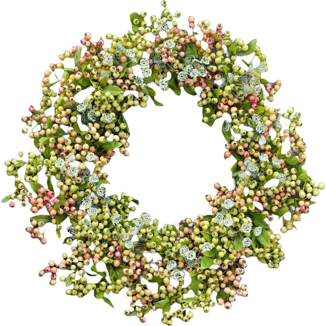 Pink & Green Pepperberry and Queen Anne’s Lace Wreath