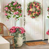 Tropical Pink Bougainvillea & Peach Peony Wreath - Wreaths - 2