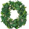 Everyday Mixed Greenery Geranium, Clover & White Berry Wreath - Wreaths - 1 - thumbnail