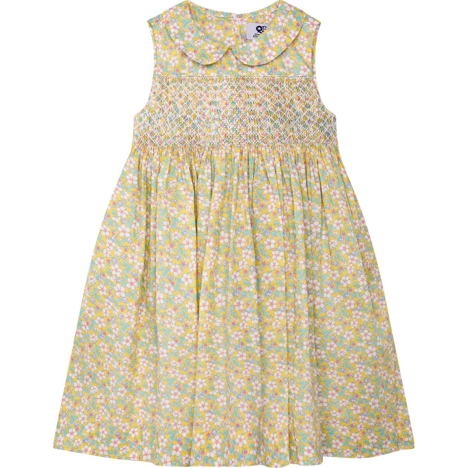 Hand-Smocked Dress Ruthie, yellow and white - Dresses - 1