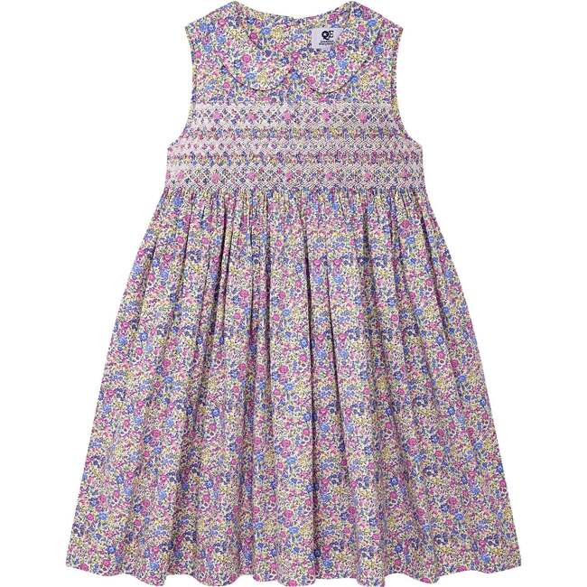 Hand-Smocked Dress Riva, purple and pink floral
