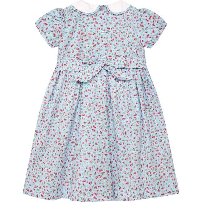 Hand-Smocked Dress Pepper, pale blue and cherry - Dresses - 4