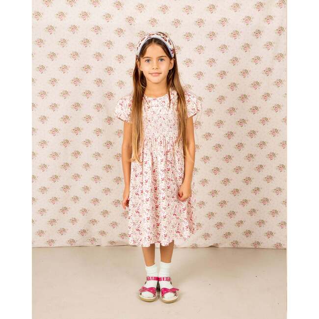 Hand-Smocked Dress Mallery, white an dred floral - Dresses - 2