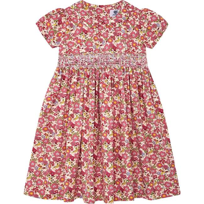 Hand-Smocked Dress Camille, red floral