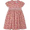 Hand-Smocked Dress Camille, red floral - Dresses - 1 - thumbnail