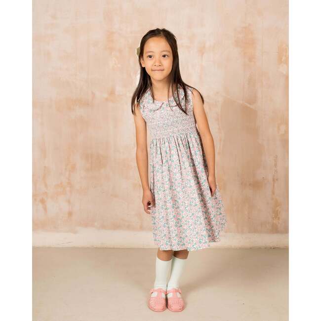 Hand-Smocked Dress Brooke, white and pink floral - Dresses - 2