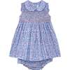 Hand-Smocked Baby Dress Talula, blue and pink floral - Dresses - 1 - thumbnail