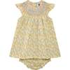 Hand-Smocked Baby Dress Rita, yellow and white blossom - Dresses - 1 - thumbnail